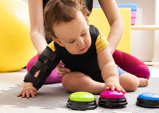 British Association of Bobath Trained Therapists logo featuring interconnected figures representing therapy and support for eight key principles of rehabilitation